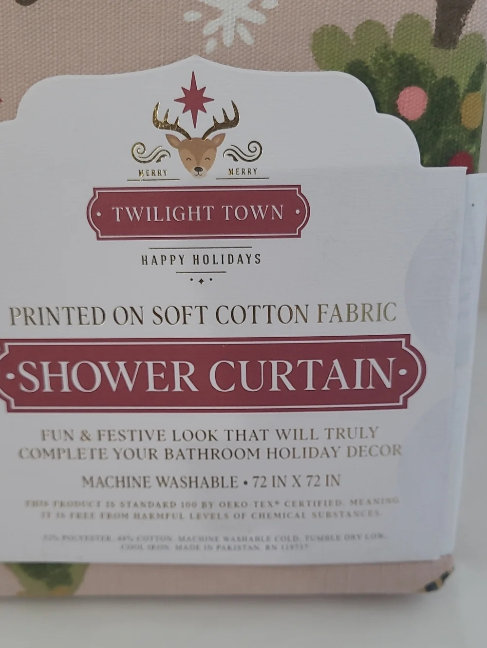 Twilight Town Holiday Leopard Shower Curtain - Rose Pink & Green